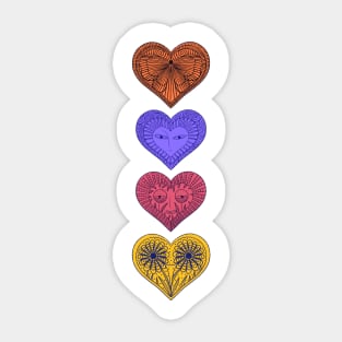 Four love hearts vertically Sticker